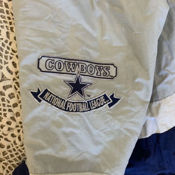 Vintage Dallas Cowboys NFL Jacket Big Logo Starter Gray White Blue *broken zip - Picture 5 of 13